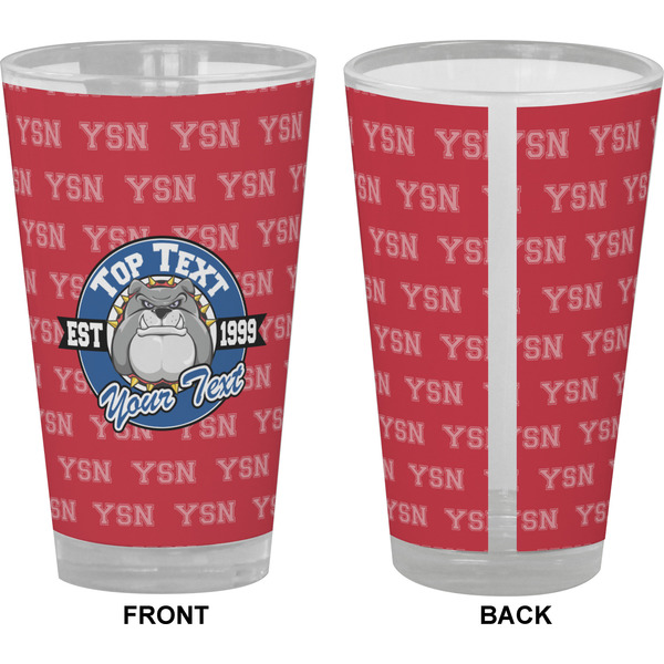 School Mascot Pint Glass - Full Color - Front & Back Views