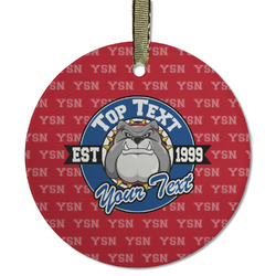 School Mascot Flat Glass Ornament - Round w/ Name or Text