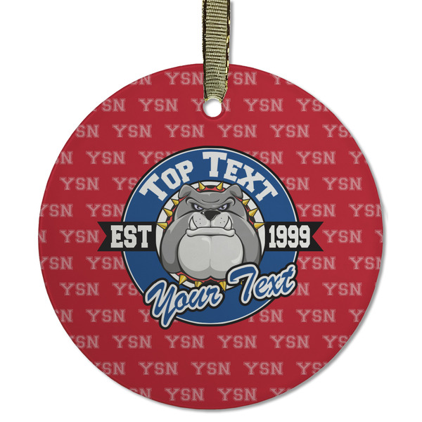 Custom School Mascot Flat Glass Ornament - Round w/ Name or Text