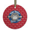 School Mascot Flat Glass Ornament - Round w/ Name or Text