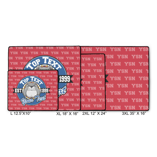 School Mascot Gaming Mats - SIZE CHART