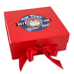 School Mascot Gift Box with Magnetic Lid - Red (Personalized)