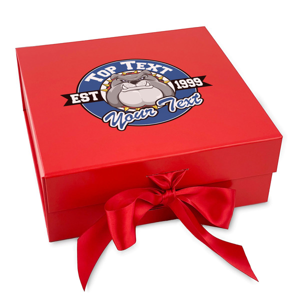 Custom School Mascot Gift Box with Magnetic Lid - Red (Personalized)
