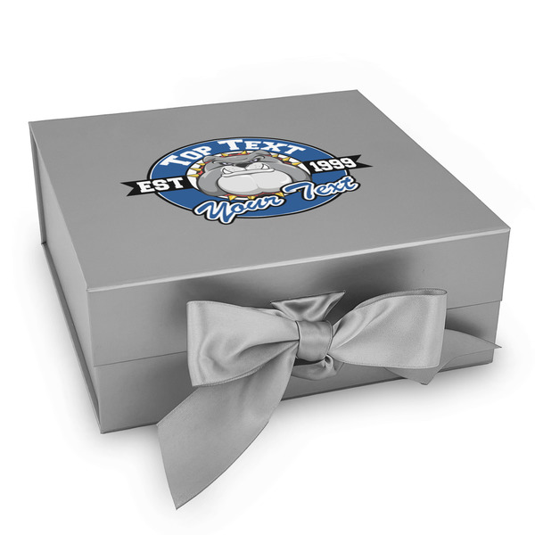 Custom School Mascot Gift Box with Magnetic Lid - Silver (Personalized)