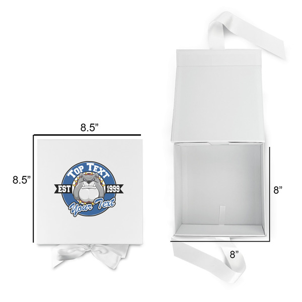 School Mascot Gift Boxes with Magnetic Lid - White - Open & Closed