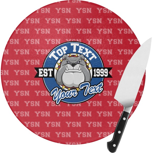 Custom School Mascot Round Glass Cutting Board (Personalized)