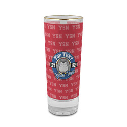 School Mascot 2 oz Shot Glass -  Glass with Gold Rim - Set of 4 (Personalized)