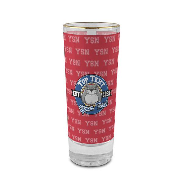 Custom School Mascot 2 oz Shot Glass -  Glass with Gold Rim - Set of 4 (Personalized)