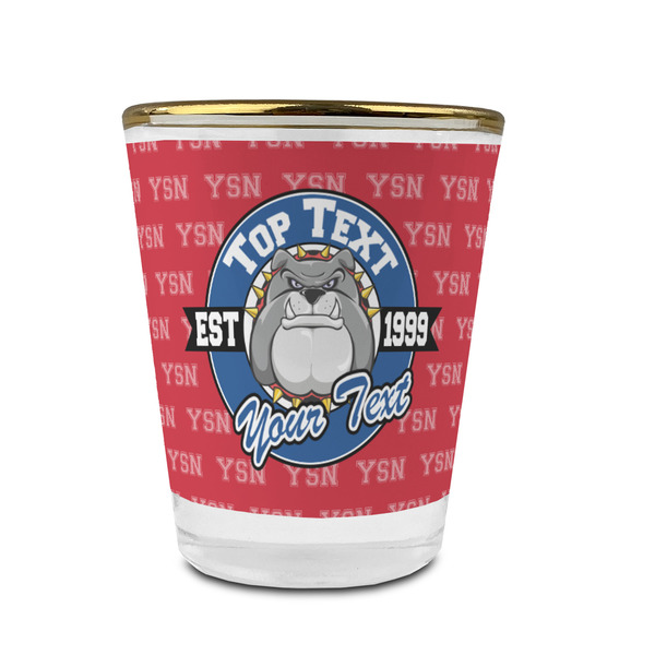 School Mascot Glass Shot Glass - With gold rim - FRONT