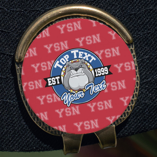 School Mascot Golf Ball Marker Hat Clip - Gold - Close Up