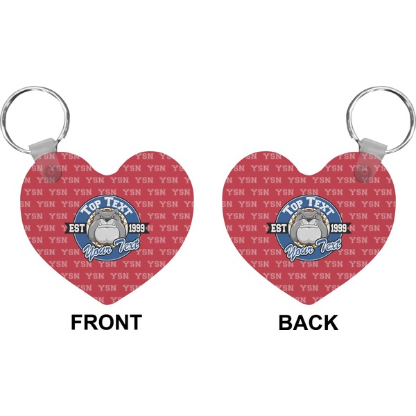 School Mascot Heart Keychain (Front + Back)