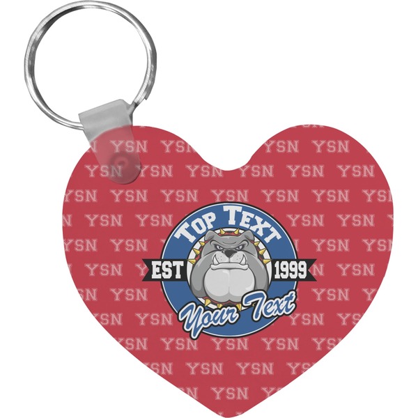 Custom School Mascot Heart Plastic Keychain w/ Name or Text