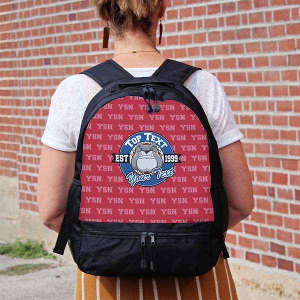 School Mascot Large Backpack - Black - On Back