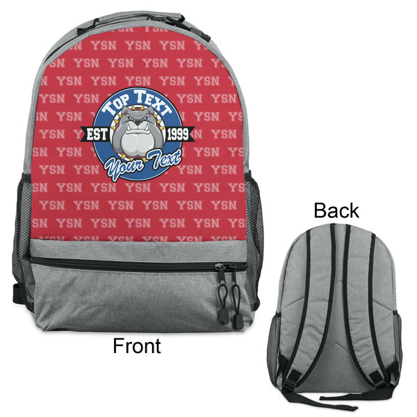 School Mascot Large Backpack - Gray - Front & Back View
