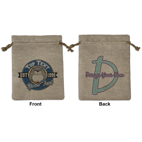 Custom School Mascot Medium Burlap Gift Bag - Front & Back (Personalized)