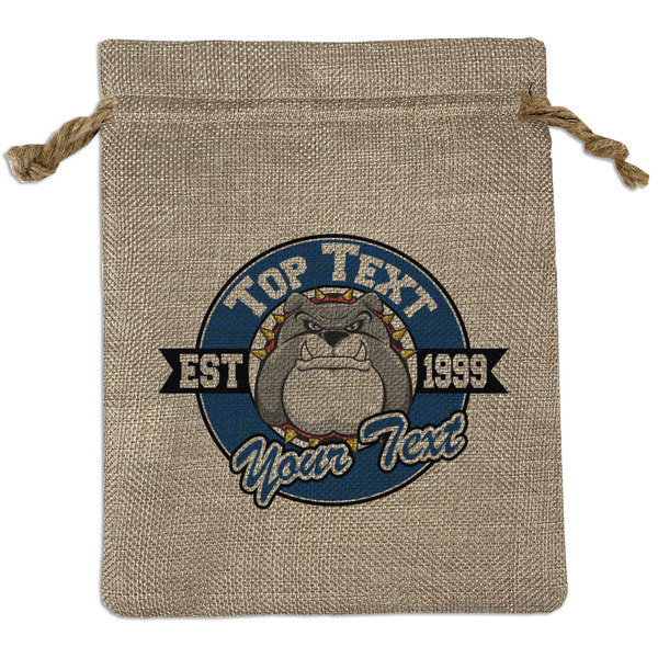 Custom School Mascot Medium Burlap Gift Bag - Front (Personalized)