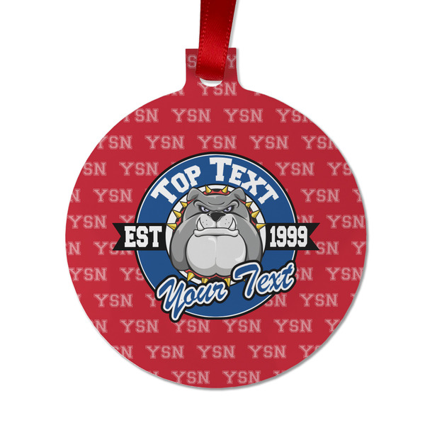 Custom School Mascot Metal Ball Ornament - Double Sided w/ Name or Text