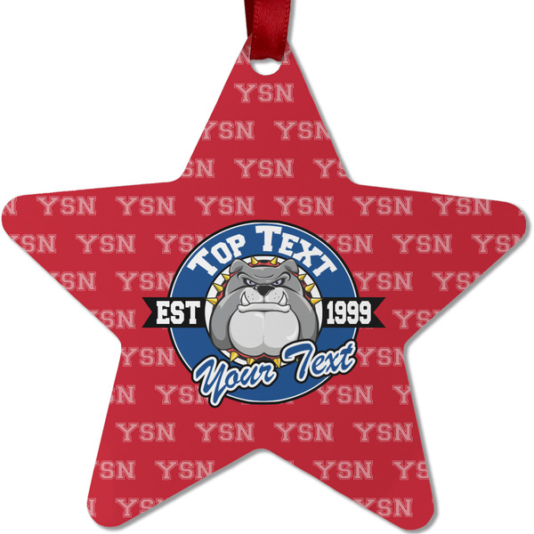 Custom School Mascot Metal Star Ornament - Double Sided w/ Name or Text