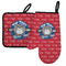 School Mascot Left Oven Mitt & Pot Holder Set w/ Name or Text