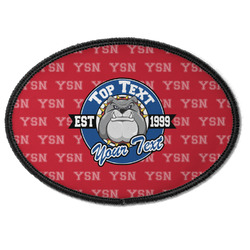 School Mascot Iron On Oval Patch w/ Name or Text