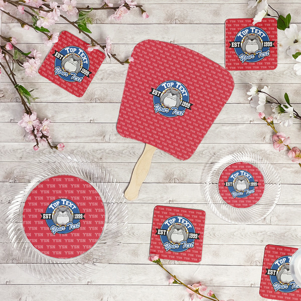 School Mascot Party Supplies Combination Image - All items - Plates, Coasters, Fans