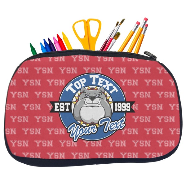 Custom School Mascot Neoprene Pencil Case - Medium w/ Name or Text