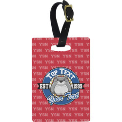 School Mascot Plastic Luggage Tag - Rectangular w/ Name or Text