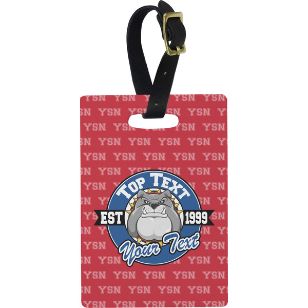 Custom School Mascot Plastic Luggage Tag - Rectangular w/ Name or Text
