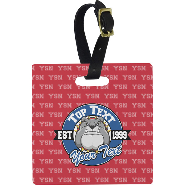 Custom School Mascot Plastic Luggage Tag - Square w/ Name or Text