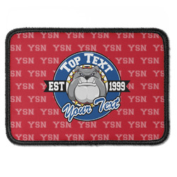 School Mascot Iron On Rectangle Patch w/ Name or Text