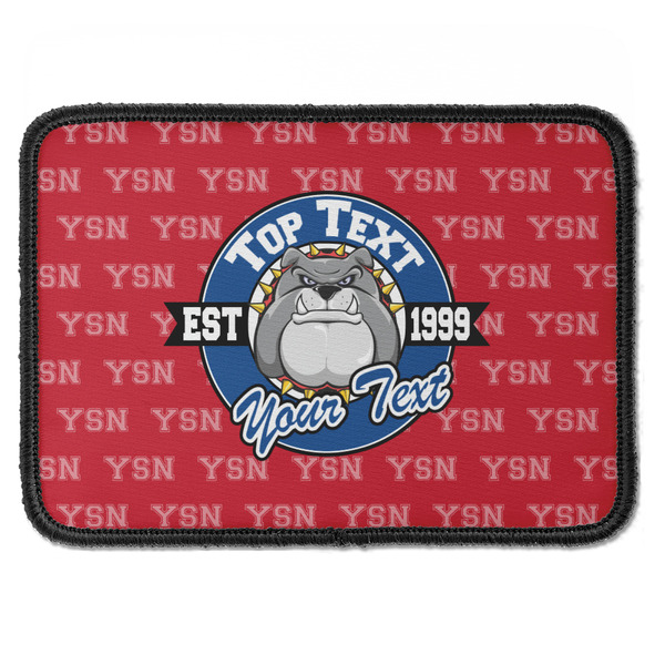Custom School Mascot Iron On Rectangle Patch w/ Name or Text