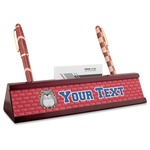 School Mascot Red Mahogany Nameplate with Business Card Holder (Personalized)