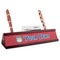 School Mascot Red Mahogany Nameplates with Business Card Holder - Angle