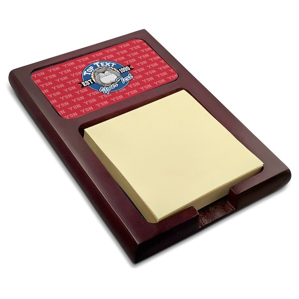 Custom School Mascot Red Mahogany Sticky Note Holder (Personalized)