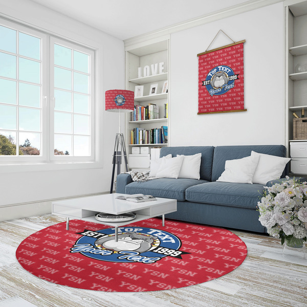 School Mascot Round Area Rug - IN CONTEXT