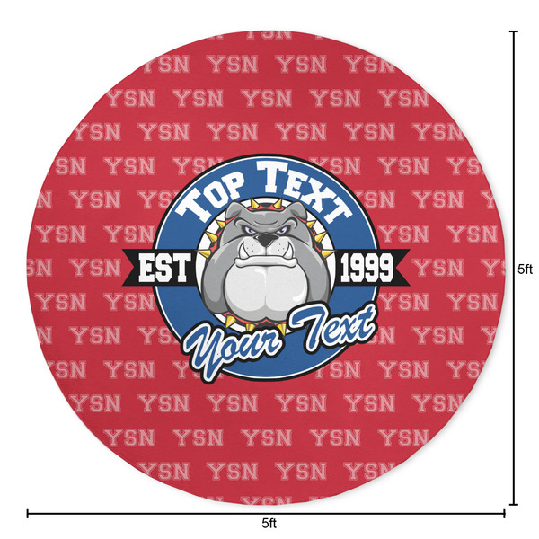 School Mascot Round Area Rug - Size