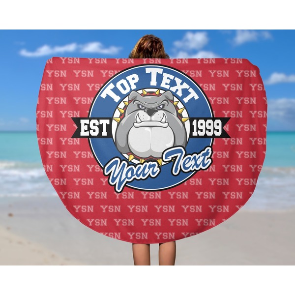 School Mascot Round Beach Towel - In Use