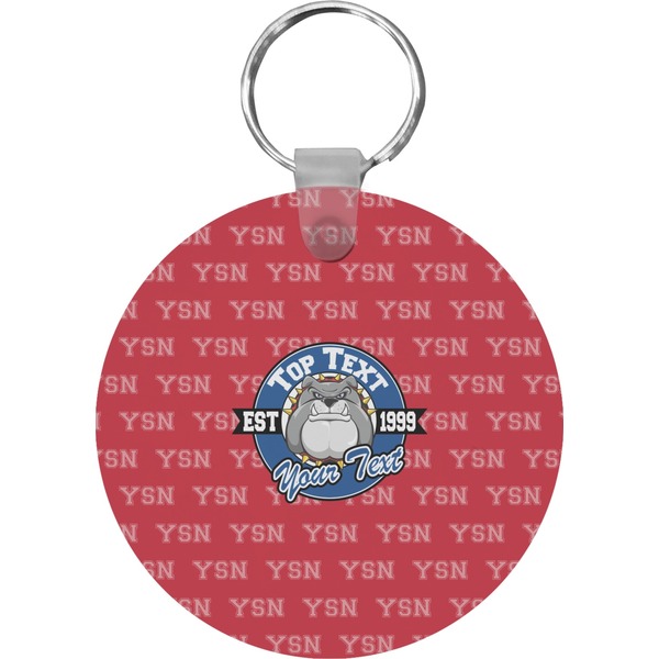 Custom School Mascot Round Plastic Keychain (Personalized)