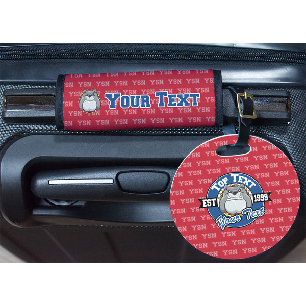 School Mascot Round Luggage Tag & Handle Wrap - In Context