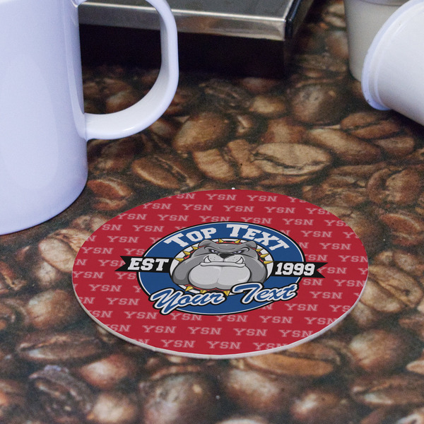 School Mascot Round Paper Coaster - Front