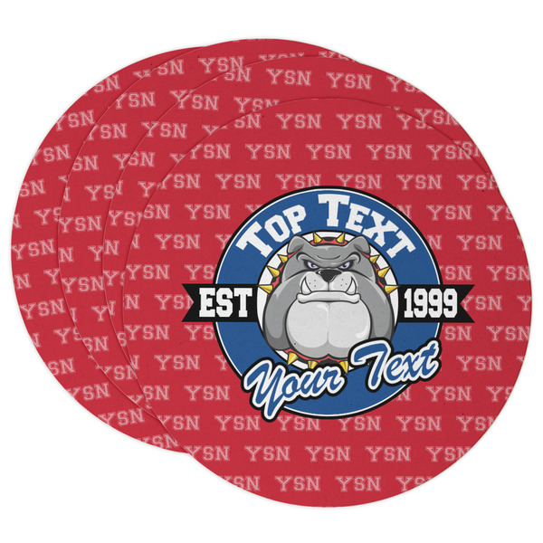 Custom School Mascot Round Paper Coasters w/ Name or Text