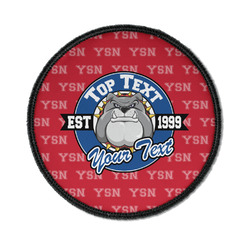 School Mascot Iron On Round Patch w/ Name or Text