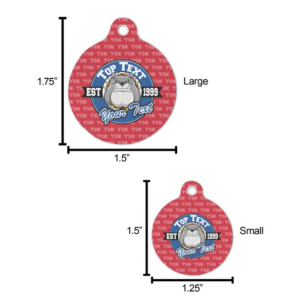 School Mascot Round Pet ID Tag - Large - Comparison Scale