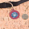School Mascot Round Pet ID Tag - Large - In Context