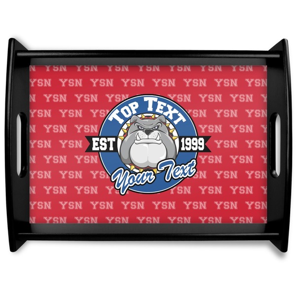 Custom School Mascot Black Wooden Tray - Large (Personalized)
