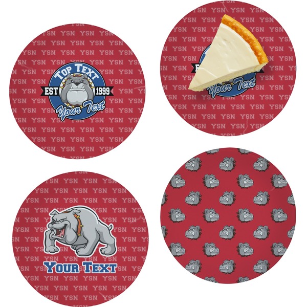 Custom School Mascot Set of 4 Glass Appetizer / Dessert Plate 8" (Personalized)