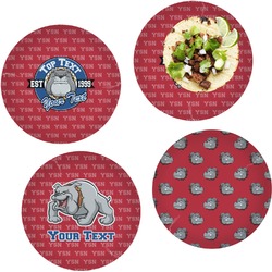 School Mascot Set of 4 Glass Lunch / Dinner Plate 10" (Personalized)