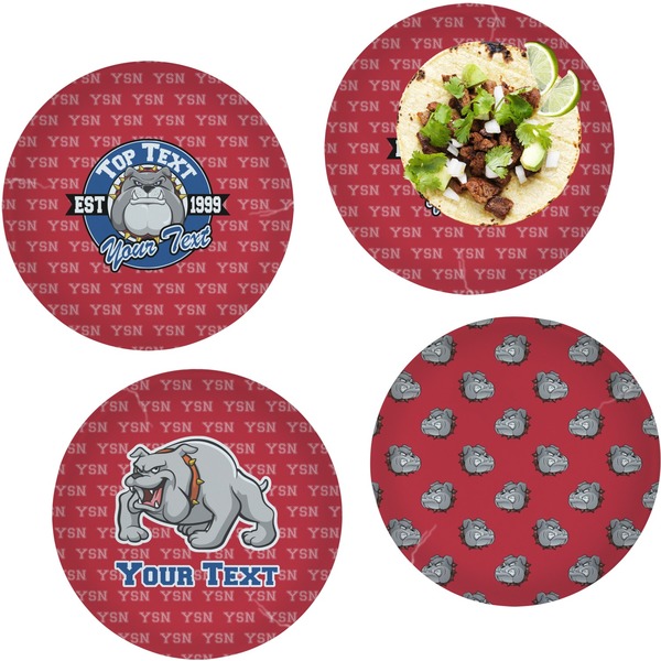 Custom School Mascot Set of 4 Glass Lunch / Dinner Plate 10" (Personalized)