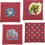 School Mascot Set of 4 Glass Square Lunch / Dinner Plate 9.5" (Personalized)