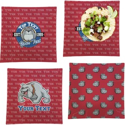 School Mascot Set of 4 Glass Square Lunch / Dinner Plate 9.5" (Personalized)